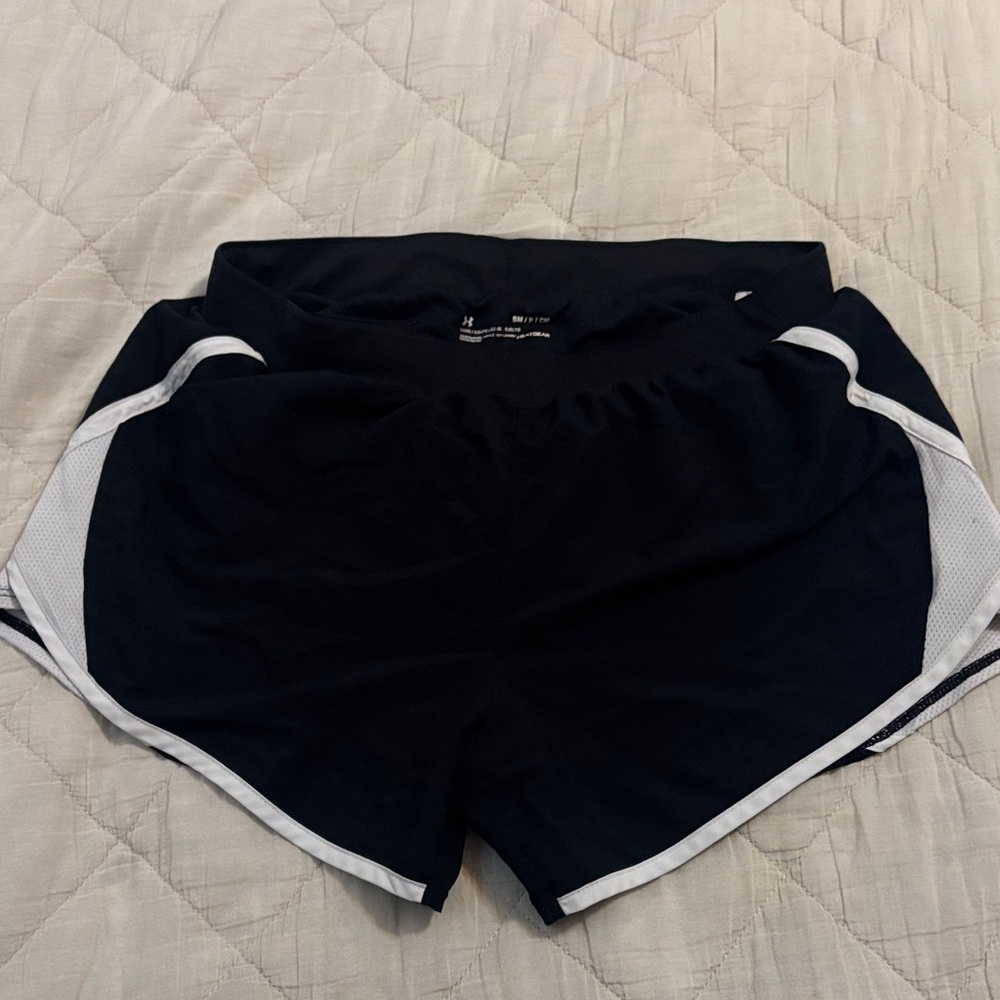 Under Armour Black Athletic Shorts with White Trim